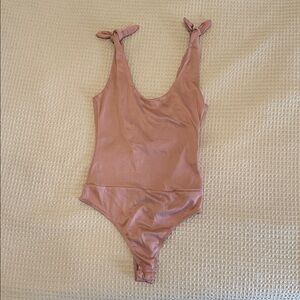 Lulu's Pink Tie-Shoulder Bodysuit